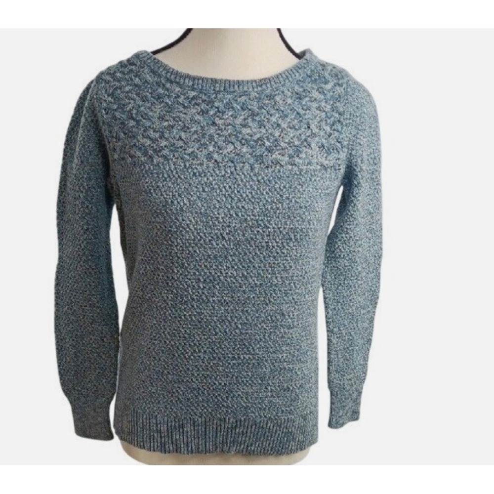 Loft Blue Crew Neck Textured Long Sleeve Sweater - Womens‎ Size MEDIUM